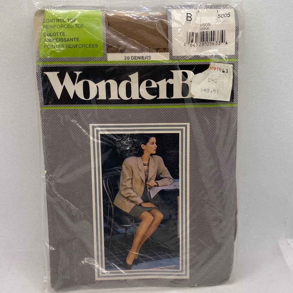 WonderBra Impressions Pantyhose Nylons Mink Size B 100-140 lbs